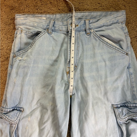 Zara Men's 31 Light Blue Relaxed Cargo Jeans - Picture 7 of 9